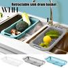 Kitchen Utensil Drainer Retractable Drain Basket Over-the-sink Multifunction Food Grade Extendable Fruit Vegetable Durable Sink Washing Colander