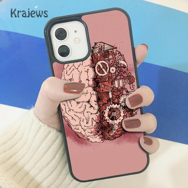 Krajews Anatomy Brain Soft Phone Case Cover For iPhone 18 17 Air 16 15 14 plus 11 12 13 pro max coque Shell Fundas