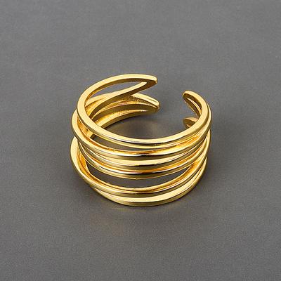 Silver Color Wedding Rings Simple Geometric Multilayer Winding Handmade Jewelry for Women Size  Adjustable YSX