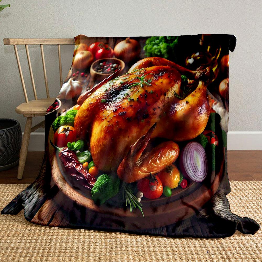 Roast Chicken Feast print blanket soft and cozy perfect for the living room bed sofa or a nap,gift