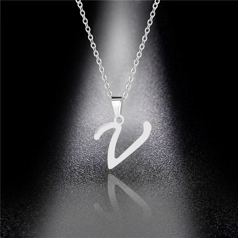 Simple English Letter Necklace Collarbone Chain Women Fashion Jewelry 26 Alphabet Pendant