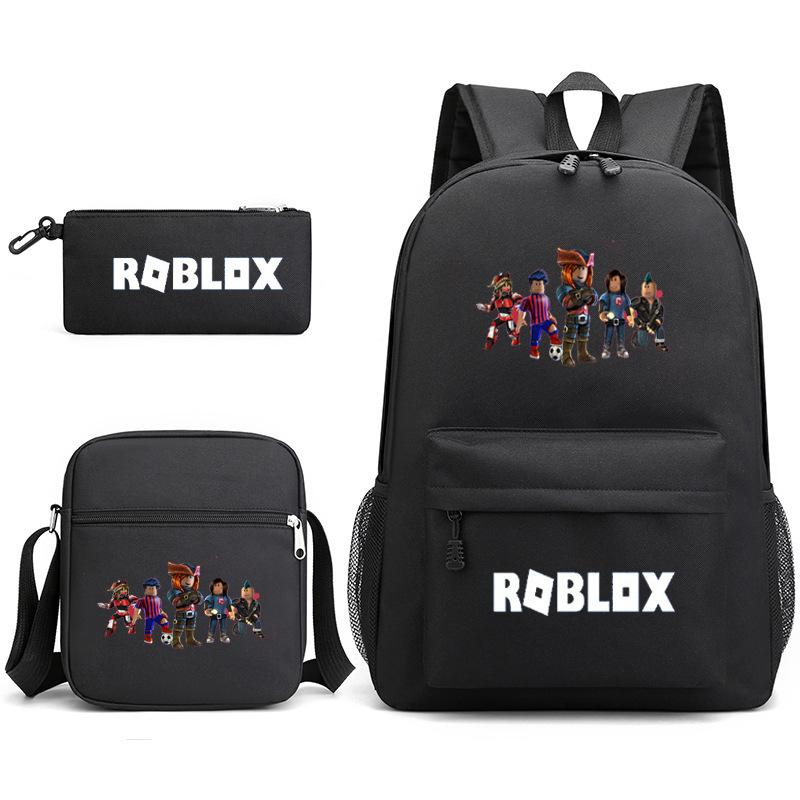 Large Capacity Schoolbag with Shoulder Strap; Student Three-piece Pencil Case Set