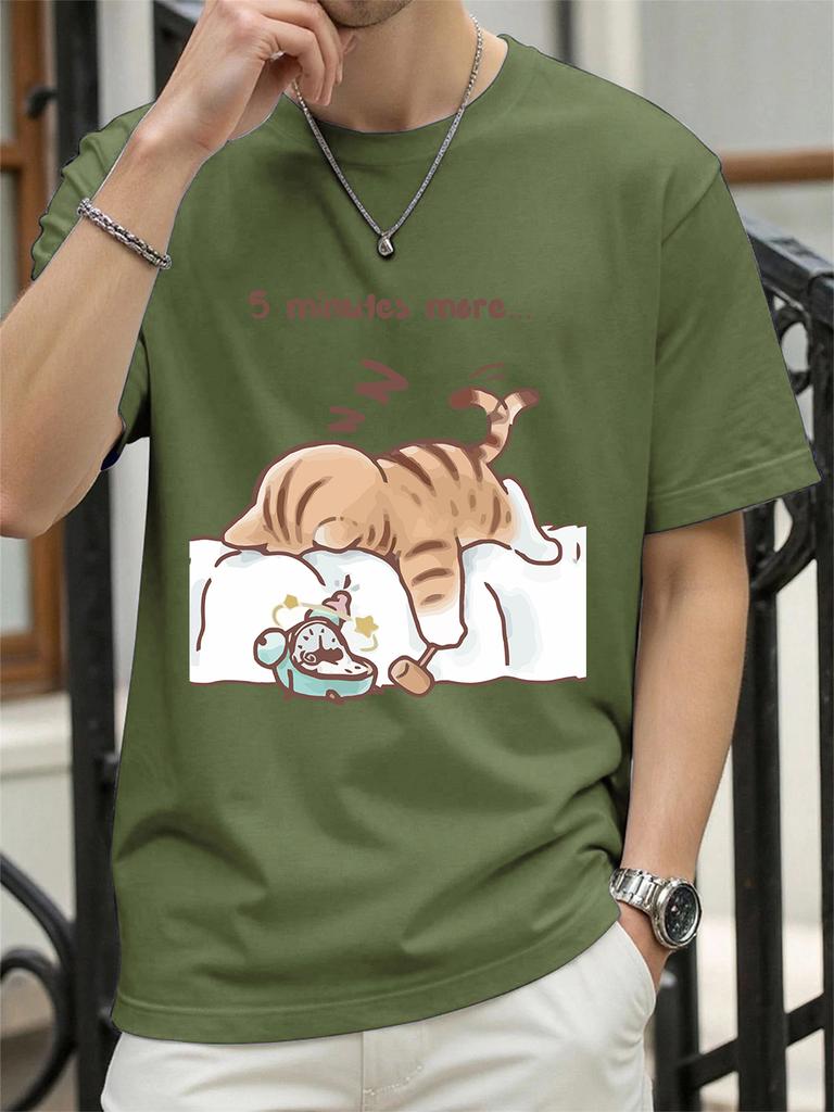 The Cat That Always Wants To Sleep Prints TShirt Women Cotton Summer Tops Soft Loose ONeck Short Sleeve Tees Casual Clothes