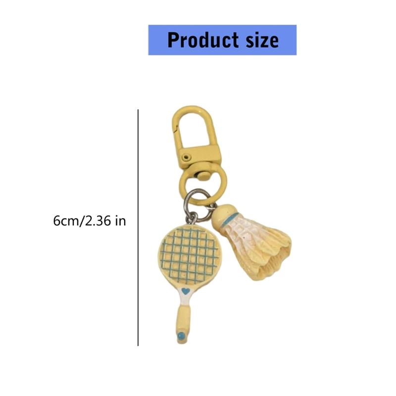 Motivational Badminton Keychain Cartoon Inspired Resin Plastic Hanging Decoration For Athletes Students Friend