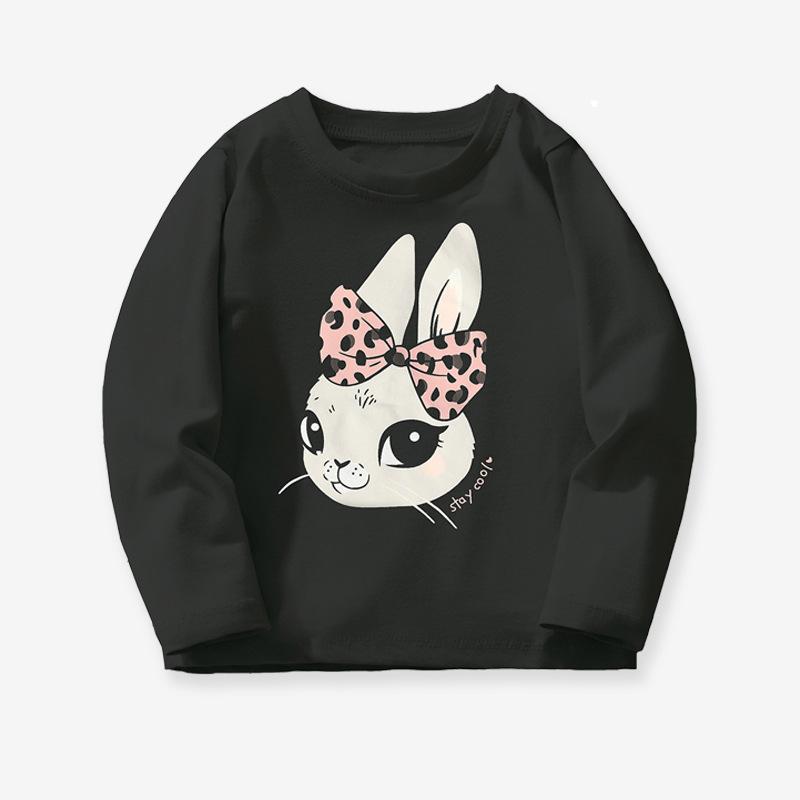 

Autumn/Winter Girls Long-Sleeve Cartoon Rabbit T-Shirt - Casual European & American Style 4Y (100cm)
