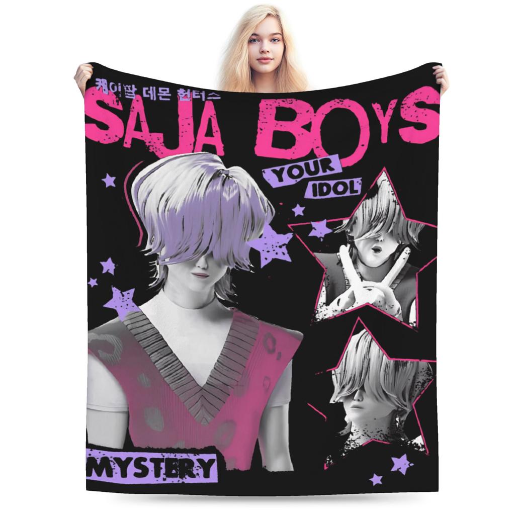 Saja Boyband Kpop Dämonenjäger Decke Weich Warm Neuheit Plüsch Überwurfdecke Für Kinder Draußen Flanell Bettdecke Bettbezug