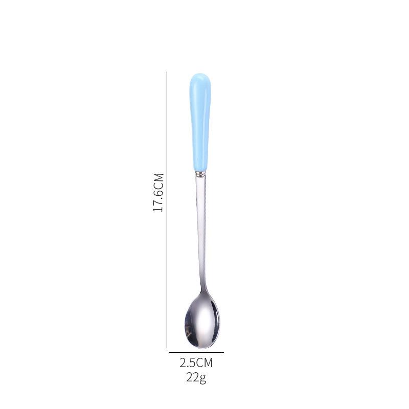 Dessert Espresso Ceramic Handle Stainless Steel Teaspoon Stirrer Coffee Spoons Stirring Tool