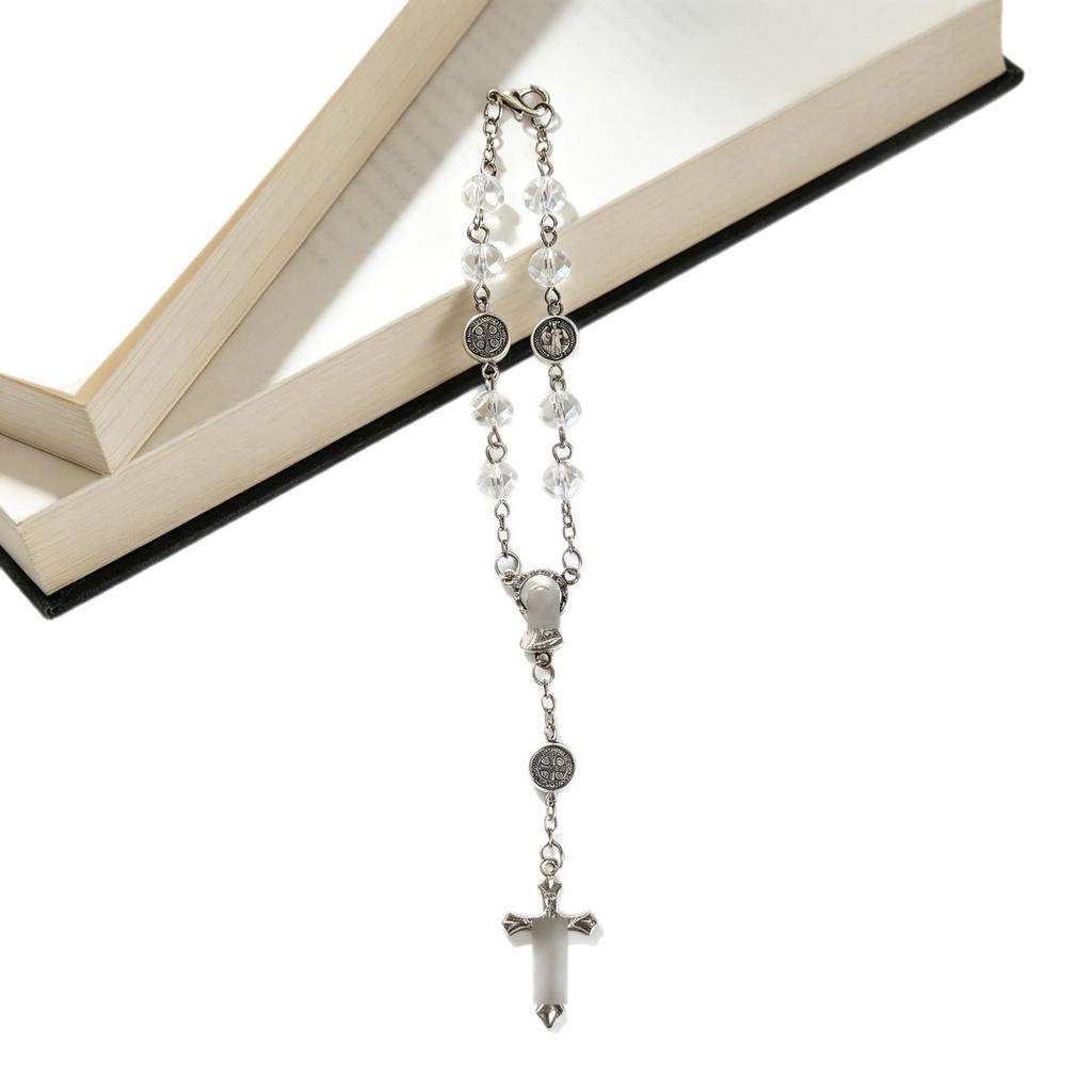 Crystal Alloy Cross Pendant Car Ornament & Bracelet