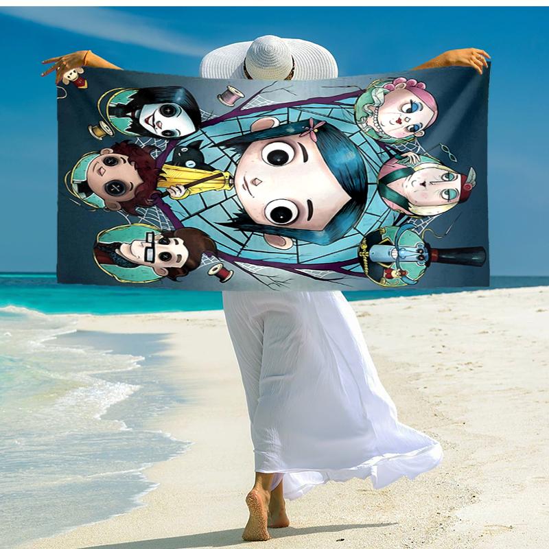 1pc C-Coraline (2) Beach Towel, Comfortable and Thick, and Swimming/Bath/Picnic/Camping Towel, Suitable for Seaside Beaches