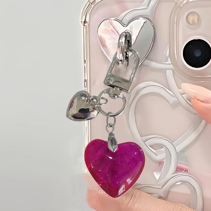 Heart Keychains Handmade Key Jewelry Heart Key Holder Alloy Material Key Ornament Bag Pendant Perfect Gift for Woman Man