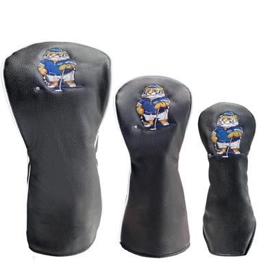 Waterproof Golf Headcovers and Utility Covers Set for Drivers (460cc, 440cc), Woods, and UTs, Tiger Character Design (Black, 4-Piece Set)