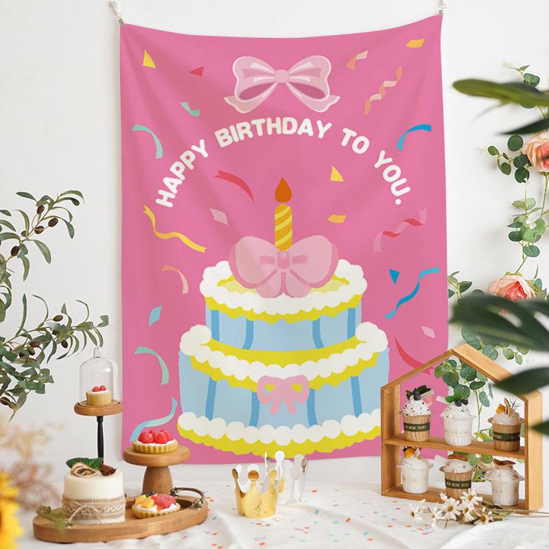 Newins Birthday Cake Velvet Wall Hanging for Dorm or Bedroom