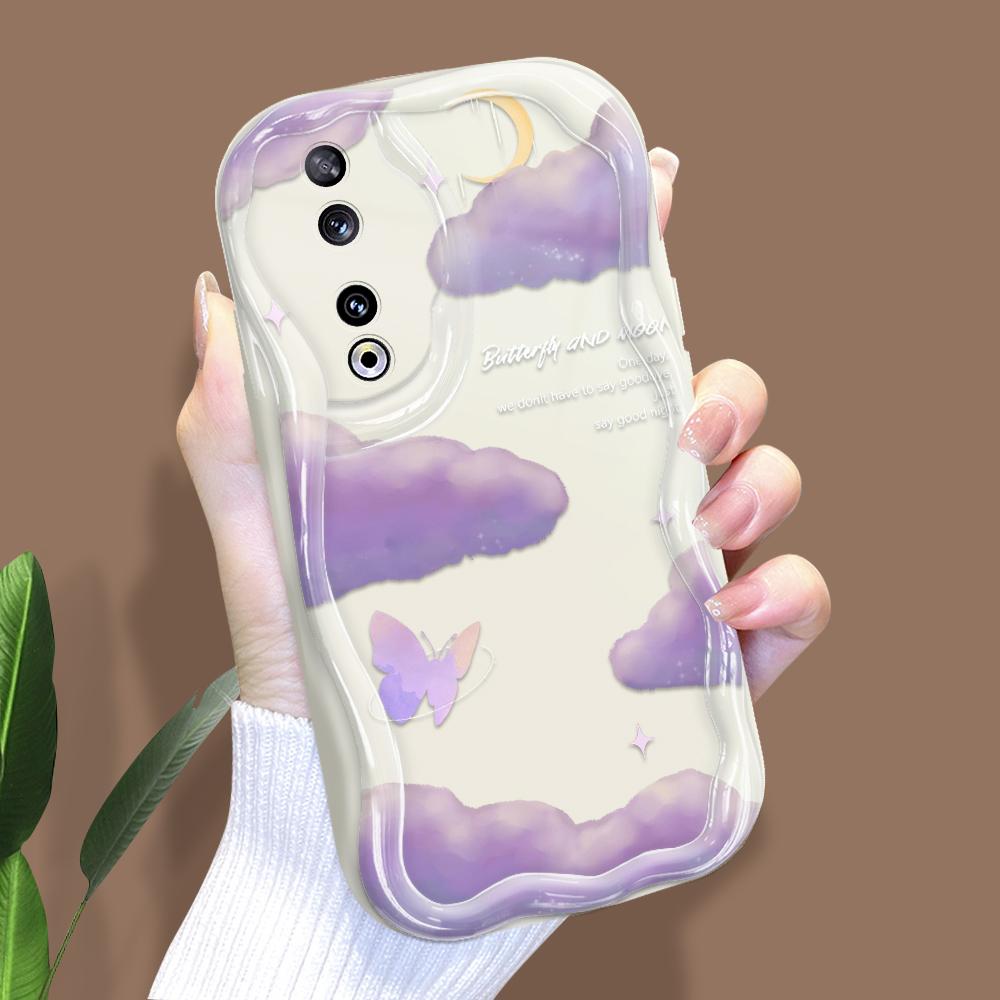 Niedliches Cartoon-Muster Creme Textur Gehäuse Wellenförmiger Rand Weiche Silikonhülle Handyhülle für Huawei Honor Infinix Tecno iPhone