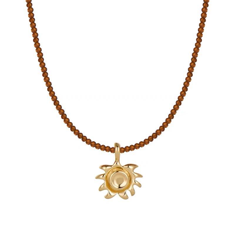 

Ожерелье-чокер из бусин из кристалла Тигровый глаз - Винтажный этнический стиль, ретро-подвеска