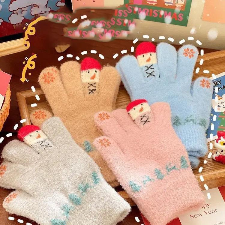 

New Arrival: Cute Snowman Touch Screen Gloves for Women - Warm Winter Atmosphere with Christmas Red Hat Design