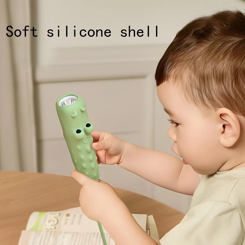 Flashlight USB Rechargeable Cute Soft Silicone Crocodile Lion Dog Animal LED Lamp Portable Outdoor Cartoon Shaped Handheld Light