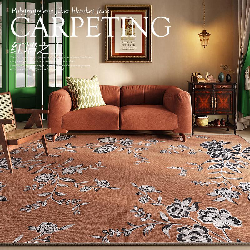 French Retro Living Room Decoration Carpets Thicken Bedside Rugs for Bedroom Large Area Home Non-slip Mat Washable Lounge Rug