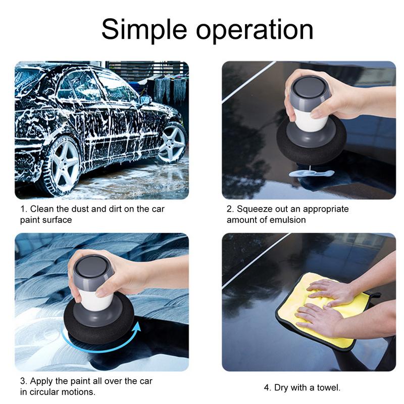 Car Cleaning Sponge Brush Car Polishing Sponge Pad Ergonomic Handle Coating Scratch Repair Cleaner Brush With Unique Lotion