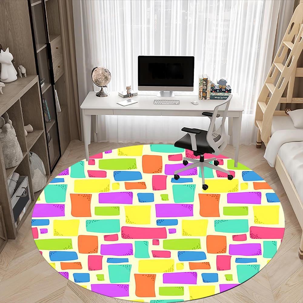 1pc Colorful Pattern Chair Carpet for Office, Non slip, Soft and Durable Office Rug