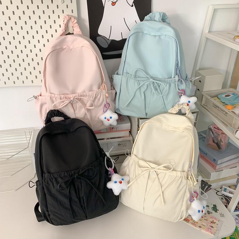 High-value schoolbag female college student cute casual bow backpack ins girl junior high school student travel backpack