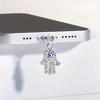 Mobile Phone Dust Plug Alloy Rhinestone Palm Devil's Eye Flower Pendant Mobile Phone Decorations
