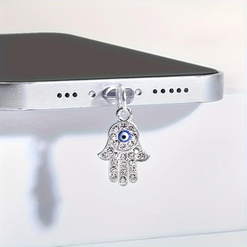 

Заглушка от пыли для мобильного телефона, сплав, стразы, подвеска в виде ладони, глаза дьявола, цветка, украшения для мобильного телефона For Type-C