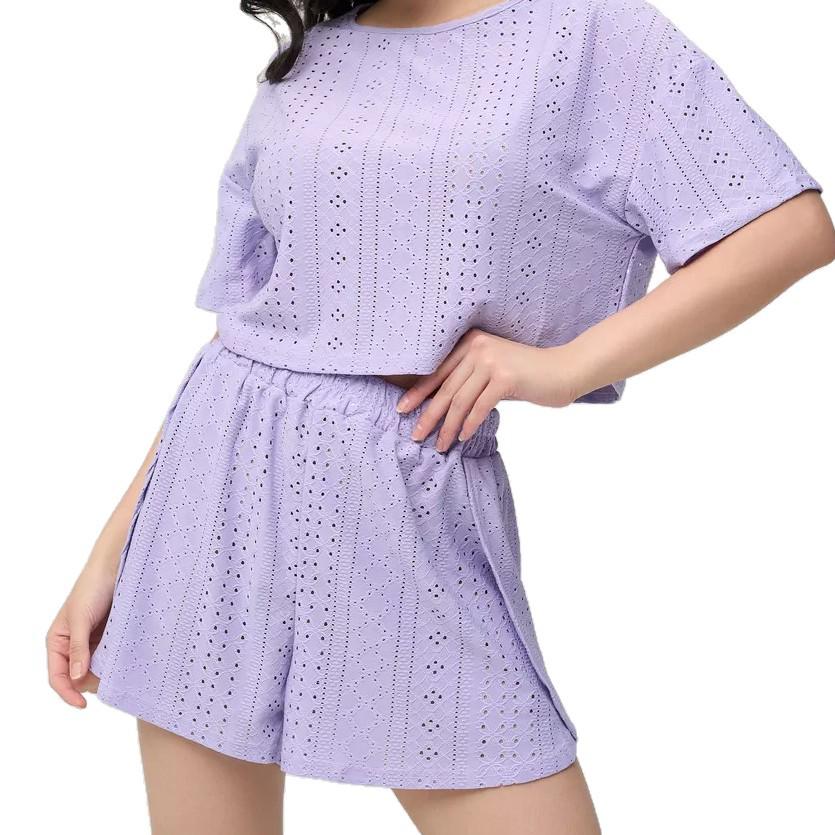 Comfortable Loose White Short Sleeve Pajama Set - Two-Piece Summer Sleepwear