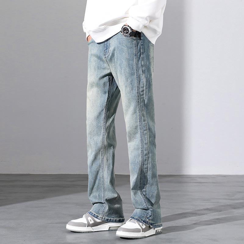 Loose Straight American High Street Jeans Men's Trendy Vintage Elastic Long Trousers New Style Casual Jeans Clean Fit