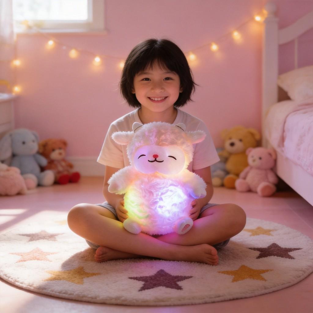 Colorful Led Luminous Sheep Plush Toy With Short Pile Fur For Kids And Collectors