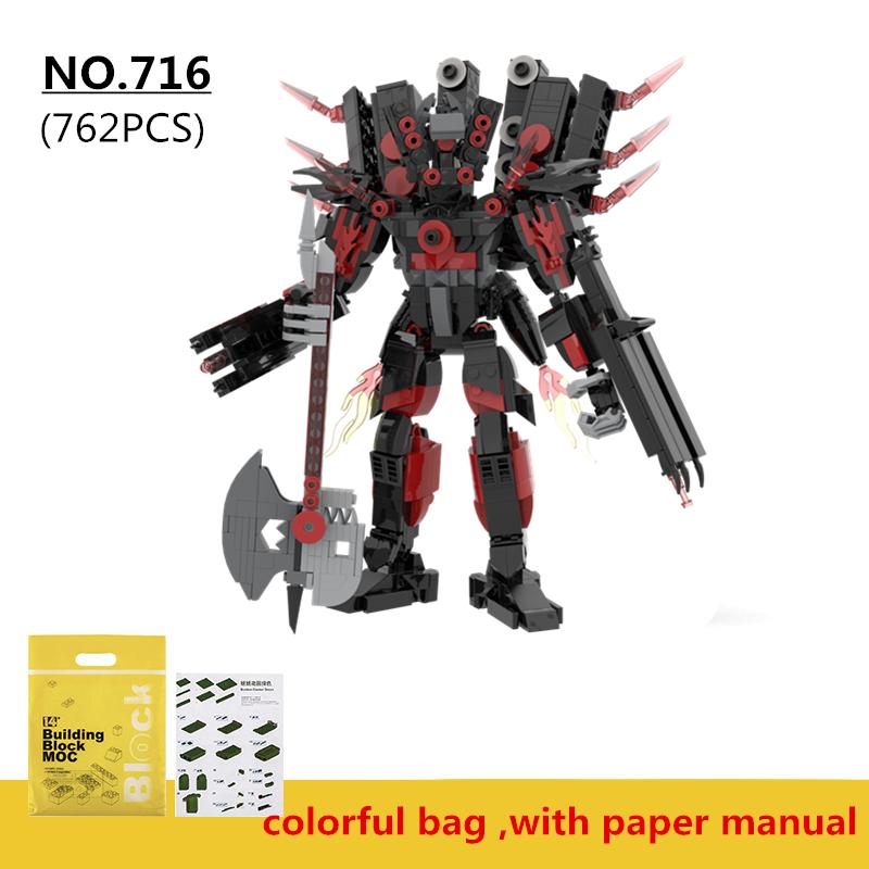 New Titan Guitor Speaker Man Building Blocks Set Creative Skibidi Toilet With Battle-axe DIY Bricks Toys For Boys Christmas Gift