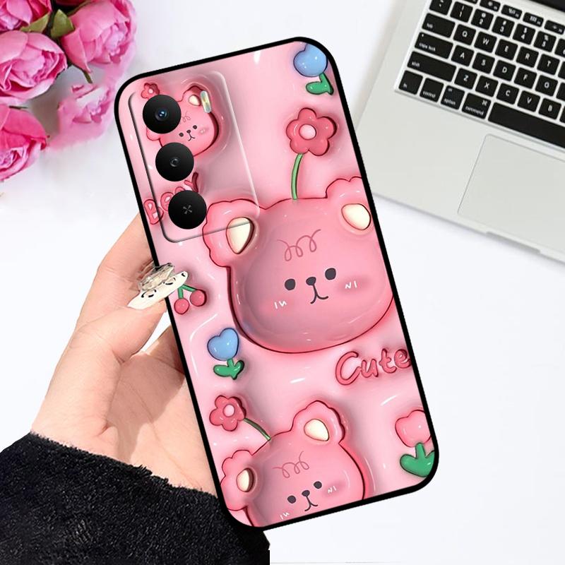 Case For Realme V60 Pro TPU Silicone Black Phone Cover For OPPO Realme 14x 5G Fashion Color Painted Soft Shockproof Coque Bumper