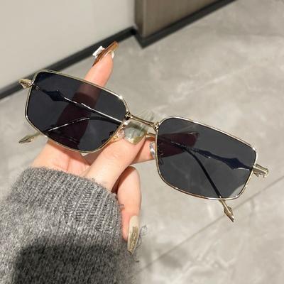Kadınlar Erkekler için Yeni Moda Gözlük Çerçeveleri Gümüş Dikdörtgen Gözlükler Anti Mavi Işık Küçük Kare Güneş Gözlüğü Metal Çerçeveli