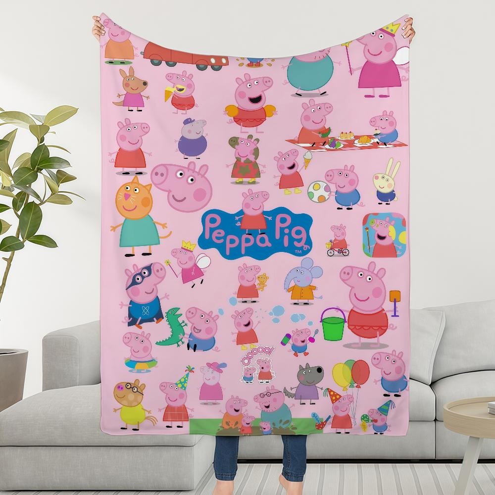 P-PeppaS-ES Blanket Throw Super Cosy Plush Living Room Sofa Couch Childish Birthday P-PigS Gifts