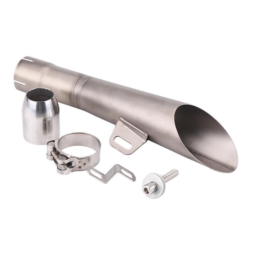 Motorcycle Exhaust Pipe Bike Muffler Stainless Muffler, Tip, Steel, 35mm-51mm (Silver)
