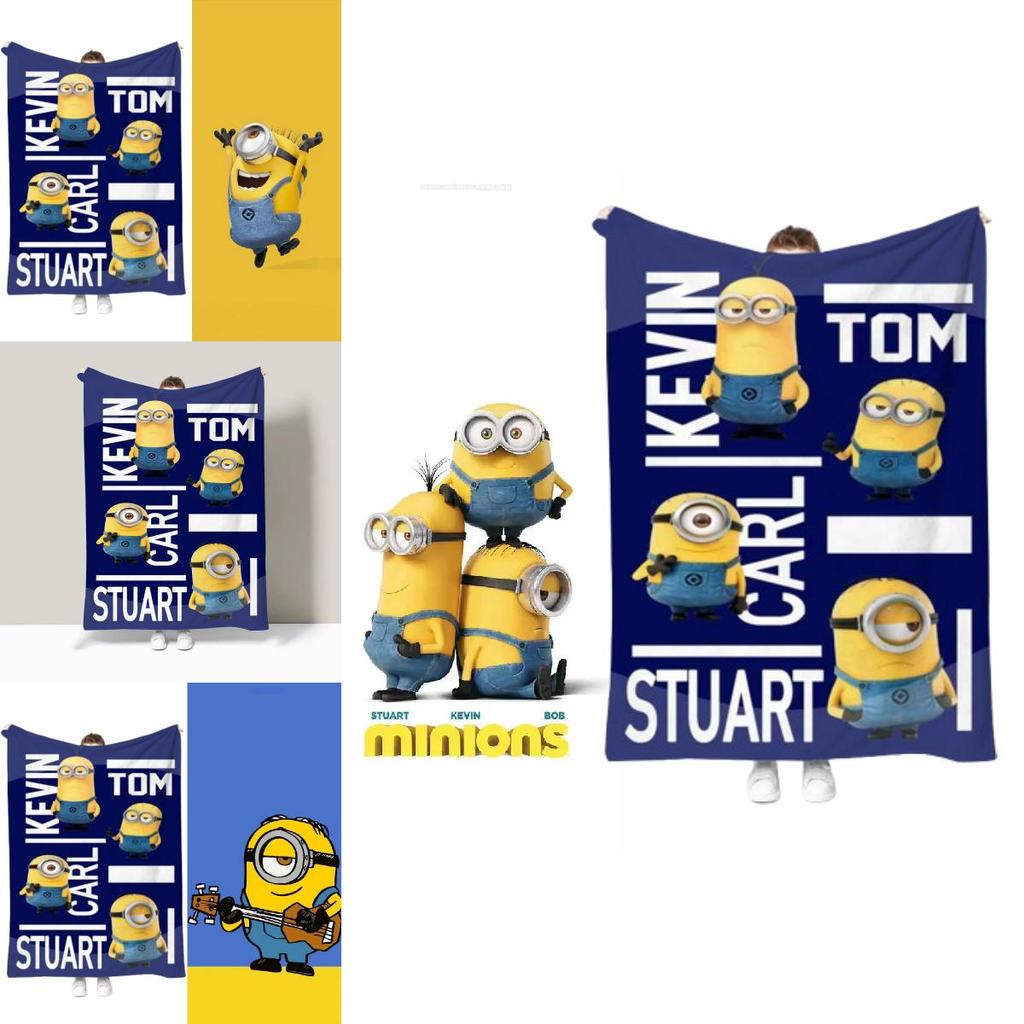 Minions Blanket With Geometric Pattern For Dorm Room And Office Comfort