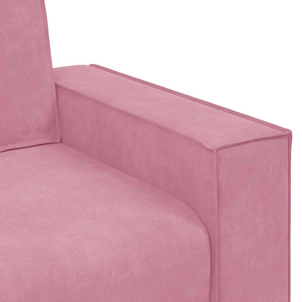 3 Piece Sofa Set with Cushions Pink Velvet