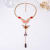 Bohemian Exaggerated Trend Alloy Dripping Oil Colored Insect Butterfly Pendant Y-shaped Women's Chain Necklace
