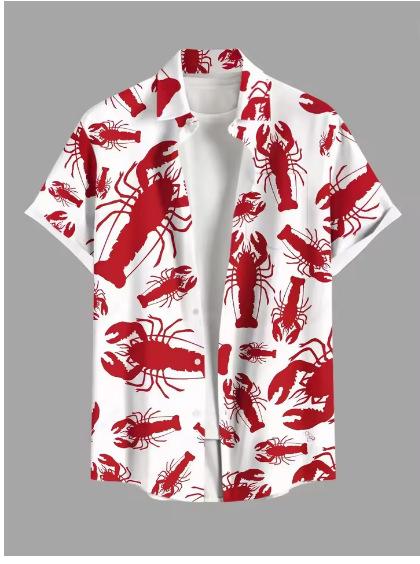 Fashion Men's Hawaiian Shirt 3D Printed Short Sleeve Button Down Lapel Shirt Summer Oversized Top