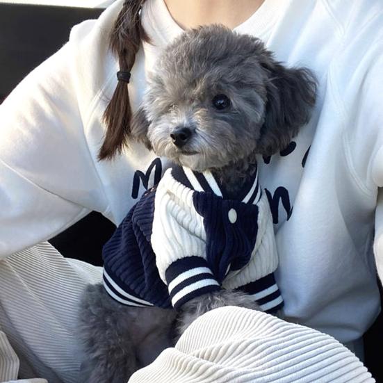 Dog Baseball Jacket Small Dogs Clothes with Raglan Sleeves Cute Sporty Dog Coat for Puppies Poodle Bichon Frise Daily Outfit