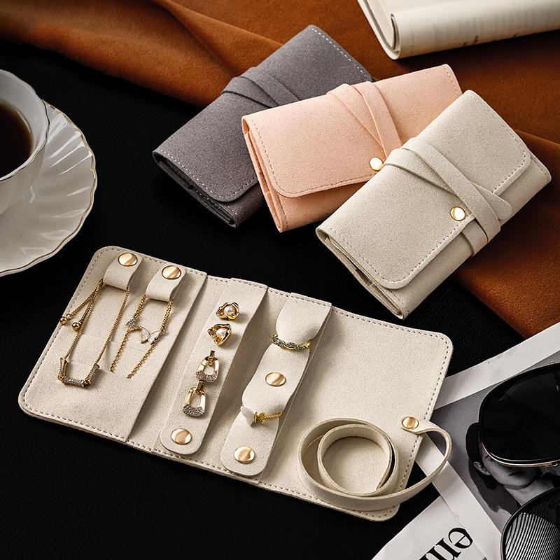 Fashion Women Leather Travel Jewelry Organizer Bag Portable Compact Case for Necklace Earring Ring Storage