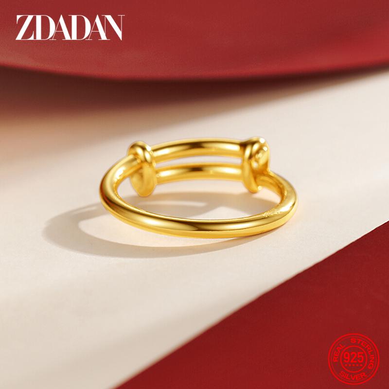 ZDADAN 925 Silver Gold Adjustable Rings For Women Girls Fashion Wedding Jewelry золотой