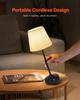 Cordless Table Lamp 2PCS Rechargeable Battery Desk Lamp Fabric Shade Black