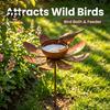 Metal Garden Bird Bath Rustic Feeder with Stake, Iron Stake Water Easy Assembly Outdoor Bowl, Weather-Resistant Drinking Station for Yard Patio Decor