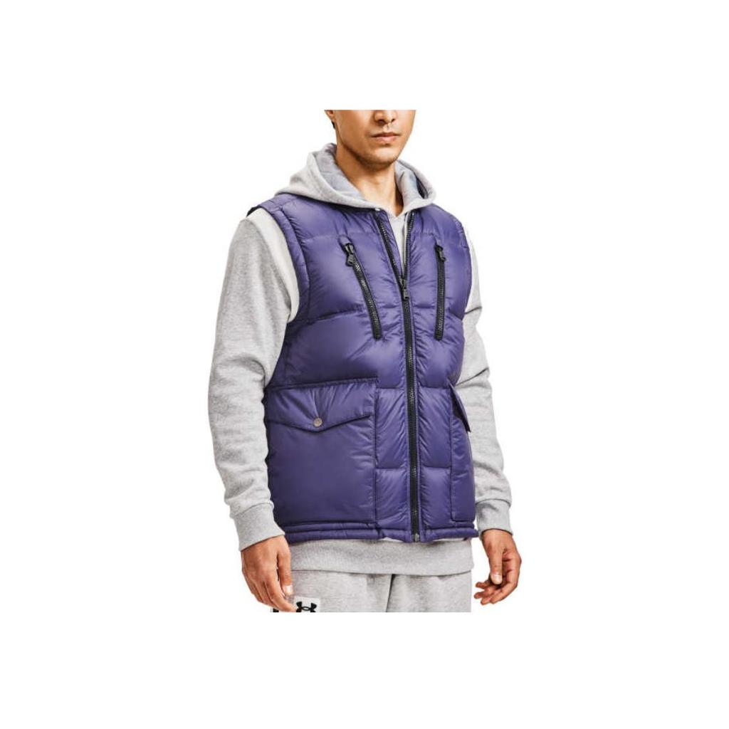 Under Armour Solid Color Baseball Collar Sports Down Vest Men vests Gray 1375592-558