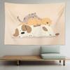 Cute Cat and Dog Tapestry Wall Hanging Home Decor for Bedroom Living Room Dorm Simple Cute Pet Cartoon Aesthetic