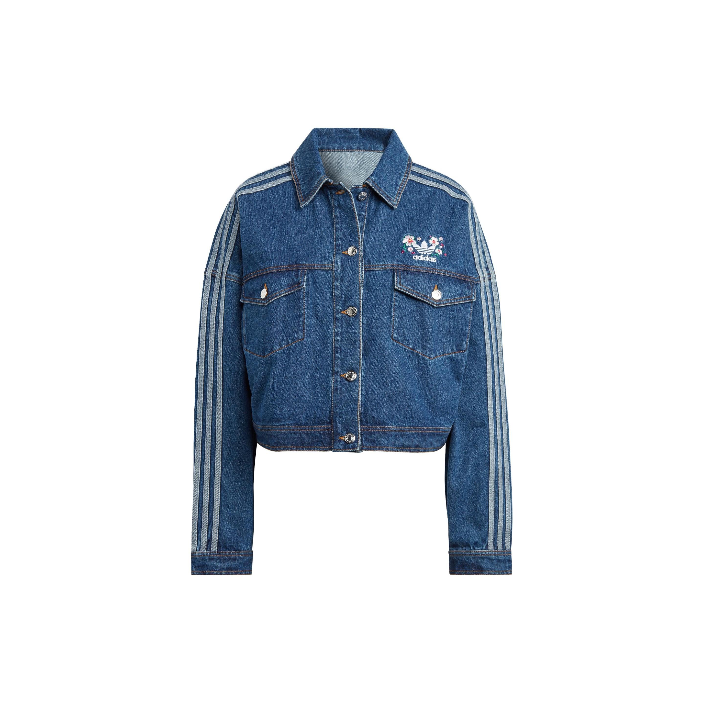 (WMNS) adidas Originals Logo Denim Jacket Blue Indigo Women s IP3767 L