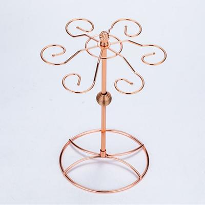6 Hooks Goblet Holder Free Standing Hanging Wine Glass Cup Rack Upside Down Rust-proof Drinking Glasses Display Stand Kitchen