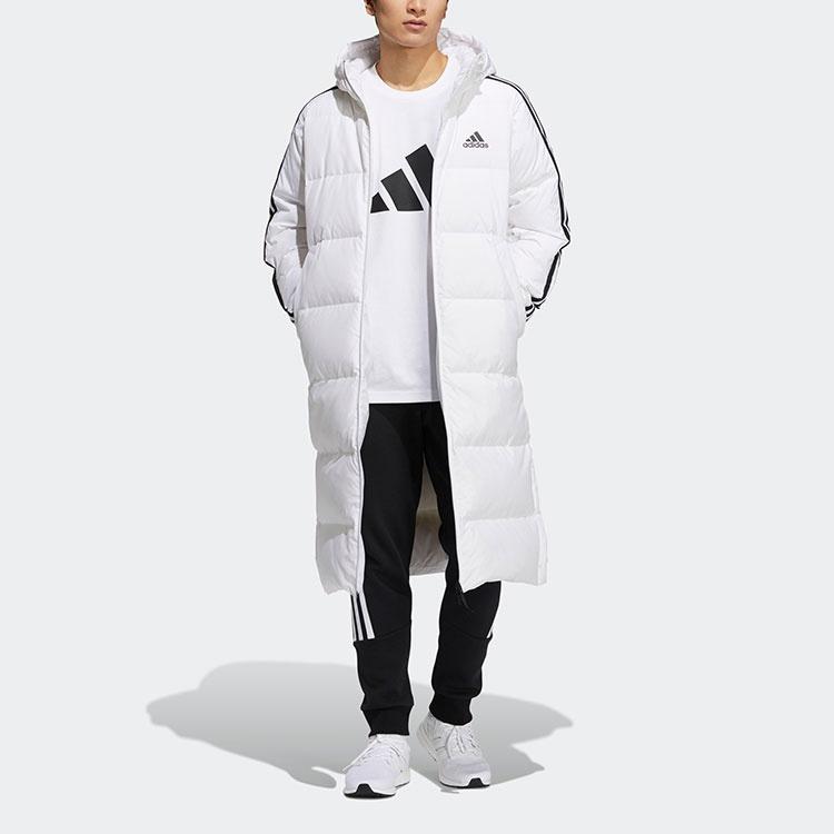 adidas 3ST Long Coat Outdoor Sports Hooded Stay Warm Down Jacket White Unisex H20762
