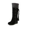 Stivali da Neve Donna Scarpe Invernali Scarpe Calde in Cotone Inverno Freddo Stivali Alti al Ginocchio Stivali con Tacco Zeppa da Donna