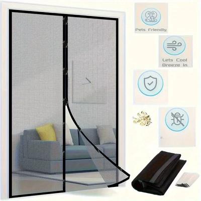Magnetic Insect Screen Door Curtain - Self-Closing Polyester Mesh for Mosquito & Fly Proof, No Drill Easy Installation